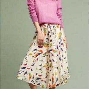 Anthropologie Patterned A-line Midi Skirt Small
